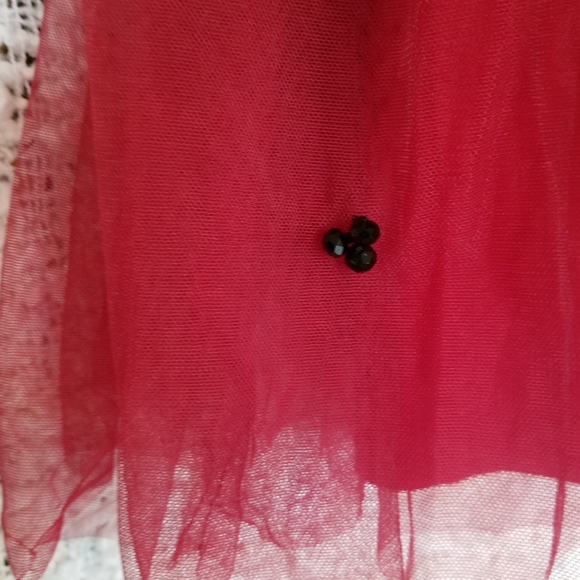 Elvi Cranberry Tulle Skirt with Beading - Picture 2 of 5